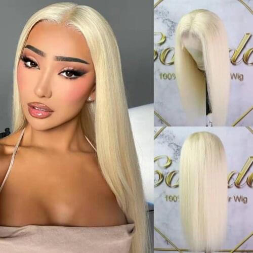 Platinum Blonde Straight Full Lace Human Hair Wigs Remy Hair PrePlucked Transparent Lace Wigs With Baby Hair for Women