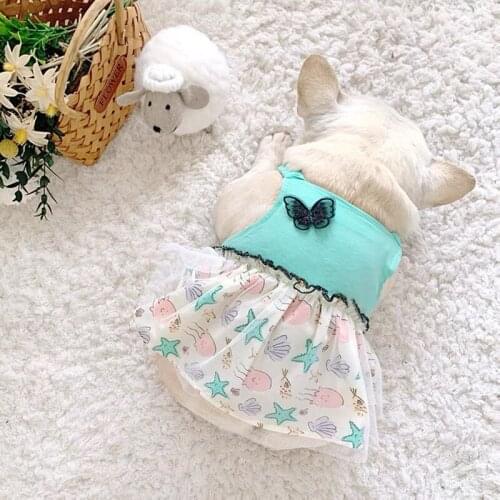 French Bulldog Butterfly Style Dress Pet Dog Summer Clothes For Small Medium Dogs Puppy Chihuahua Pug Corgi Clothing Skirt LAC39