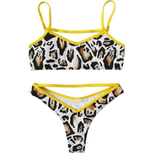 Beachwear Bikini Split Swimsuit Suit Sexy Women Summer Bikini Set Ruffles Printed Push Up Biquini Female Swimsuits