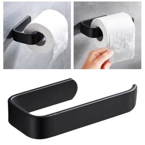 Simple Toilet Paper Holder Tissue Rack Wall Mounted Bathroom Kitchen Roll Holder Paper Tissue Rack Hook Modern Black Hanger