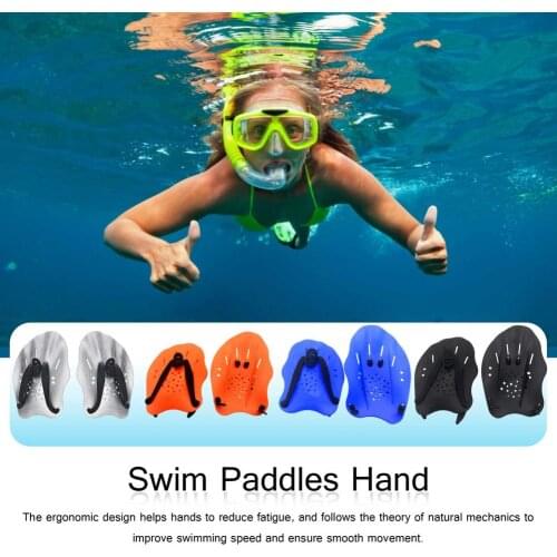 Swimming Paddles Training Adjustable Hand Webbed Gloves Pad Fins Flippers Swim Training Paddles Glove With Straps