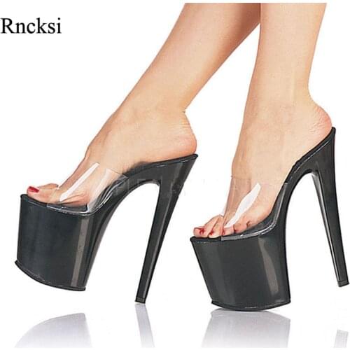 Rncksi Sexy Women Pole Dance Slippers 20CM Super High Heel Platforms Performance/Model Shoes Lady Wedding Party Slippers Shoes