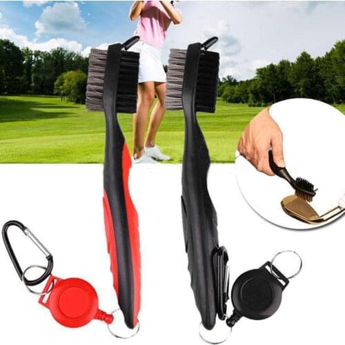 Dual Bristles Golf Club Cleaning Brush Groove Cleaner with Retractable Clip for professional golf lover beginner maintenance new