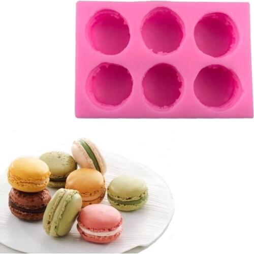 6 Cavity Macaroon Hamburger Silicone Mold Fondant Cake Baking Tools Silicone Soap Candle Mould Handmand Cake Bakeware Decoration