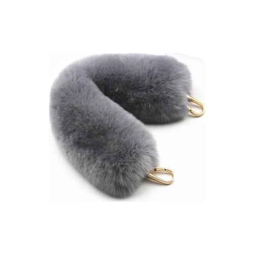20cm Replacement Bag Strap Genuine Real Rabbit Fur Handbag Shoulder Straps Handle For Women Purse Belts Winter Accessories R40