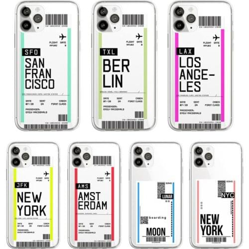 Air tickets Phone Case Transparent for iPhone 11 12 mini pro XS MAX 8 7 6 6S Plus X 5S SE 2020 XR