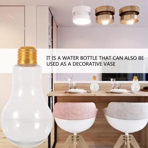 Creative Bulb Water Bottle for Brief Fashion Cute Milk Juice Light Bulb Shape Leak-proof Glass Bottle Party
