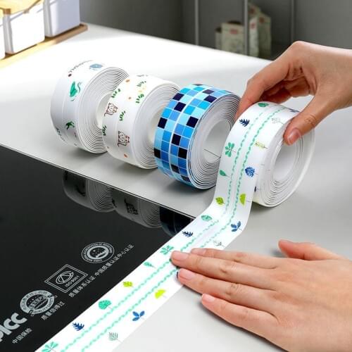 3.2mx3.8cm Bathroom Shower Sink Bath Sealing Strip Sealant Tape PVC Self Adhesive Waterproof Mold Proof Wall Sticker Kitchen