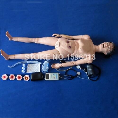 Advanced Female Elderly Nursing Manikin,Elderly Nursing Dummy with Trauma Care and BP Measurement