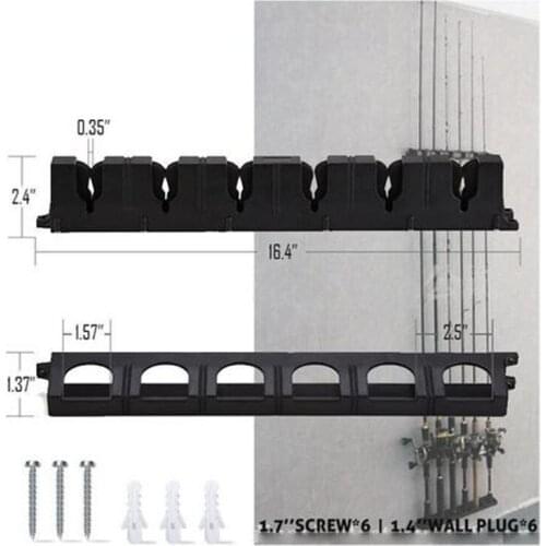 Vertical 6 Rod Rack Fishing Pole Holder Wall Mounted Fishing Rod Modular Holder for Garage