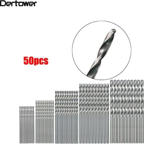 50Pcs HSS 4241 High Speed Steel Drill Bit Set Tool 1mm 1.5mm 2mm 2.5mm 3mm DT6