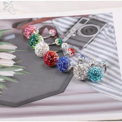 ZS 1 PC Colorful CZ Crystal Belly Ring For Women Sexy Stainless Steel Belly Button Ring Round Navel Rings Body Piercing Jewelry
