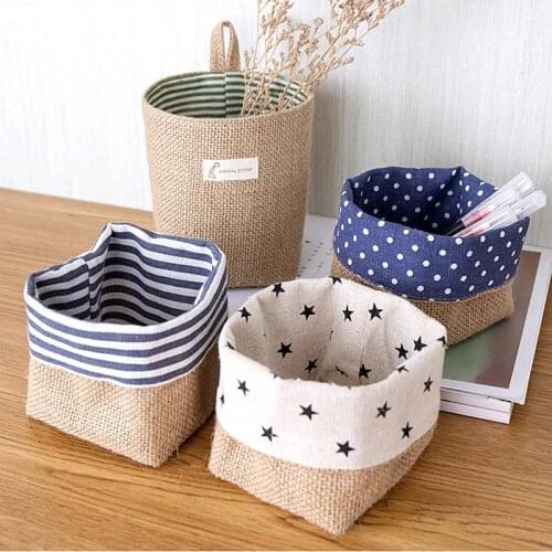 Small Storage Sack Cloth Hanging Non Woven Storage Basket Organization Drop Shipping