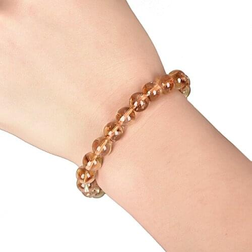 Gold small circle transparent pearl and gem bracelet, can give a holiday gift Handcrafted