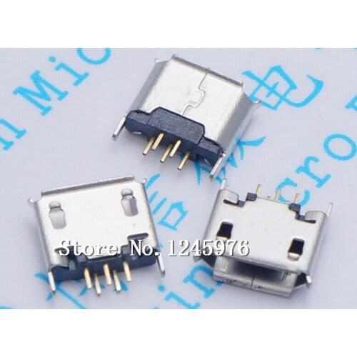 100pcs Vertical MICRO mini USB 5pin female seat 180 degrees jack 5P Direct plug-in USB connector Free shipping