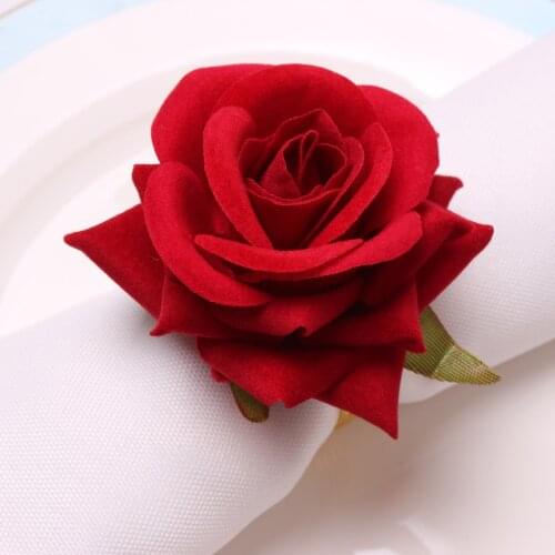 12pcs Exquisite electroplating UV rose napkin clasp wedding napkin ring hotel model room home napkin ring