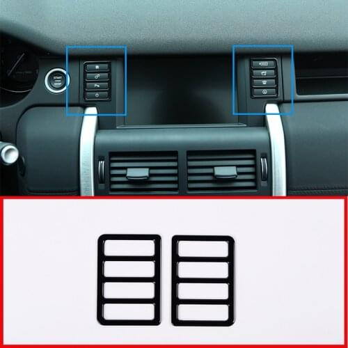 2 Pcs Central Control Display Multi-Function Button Cover Trim ABS Chrome Glossy Black For Land Rover Discovery Sport 2015-2017