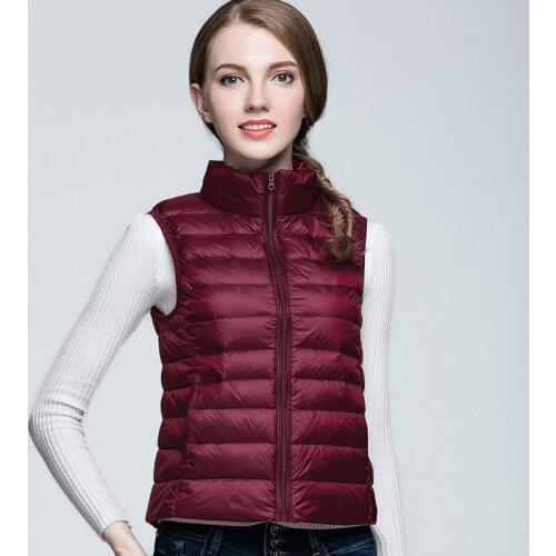 2019 Winter Coat Women 90% White Duck Down Vest Womens Ultra Light Duck Down Vest Jacket Autumn Winter Sleeveless Coats YQ383