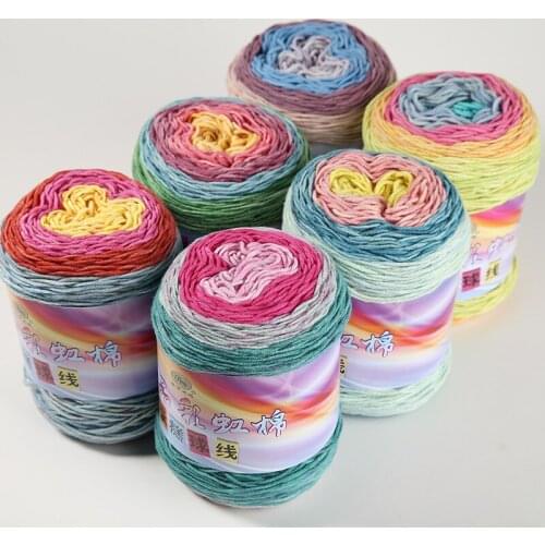 3Pcs 5 Strands Rainbow Knitting Yarn 100g Segment Dyed Cotton Crochet Yarn Handmade Scarf Sweather Hat Sofa Cushion Pillowcase