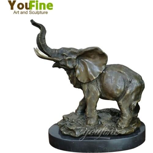 30cm Bronze Elephant Sculpture Walking Baby Elephant Bronze Statue Bronze Cast Animal Crafts For Home Office Hotel Decoration