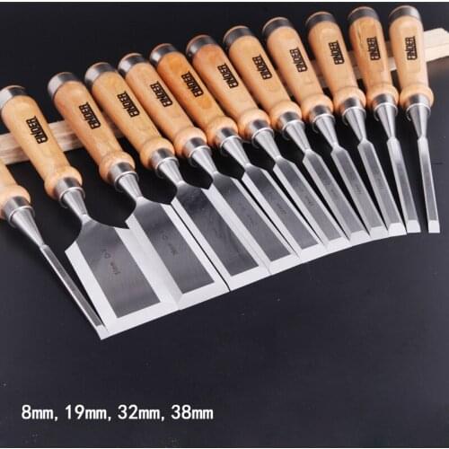 4 Pcs/set 8,19,32,38mm Flat Woodworking Chisel Tool Set Professional Wood Carving Knife Carpenter Tools for Carving Enthusiasts