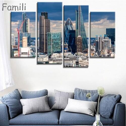 4pcs London Tower Bridge Red Bus Poster Minimalist Canvas Painting Black White Cityscape Wall Picture Print Modern Home Room Dec