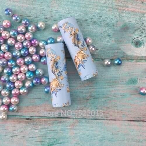 5/10/30/50pcs 12.1mm Blue Ocean Seahorse Starfish Round Paper Empty Lipstick Tube Lip Balm Container Lipstick Shell Packaging