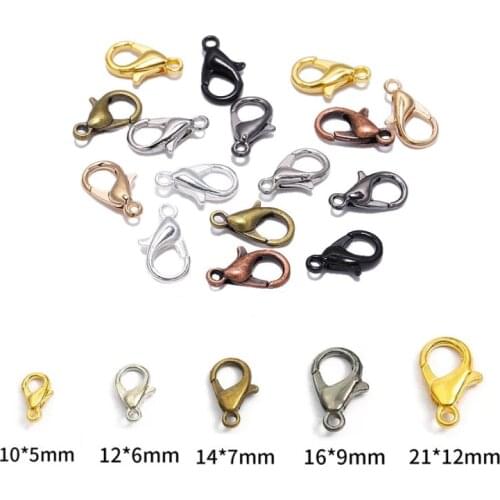 50pcs/lot 10 12mm Jewelry Findings Alloy Lobster Clasp Hooks For Jewelry Making Necklace Bracelet Chain DIY Supplies Accessories