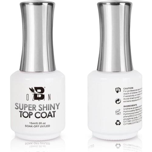 BOZLIN 1 Bottle 15ML Base Top Coat Super Bright Top Coat Soak Off LED Or UV Gel Nail Polish Nails Art Tools Gel Lacquer