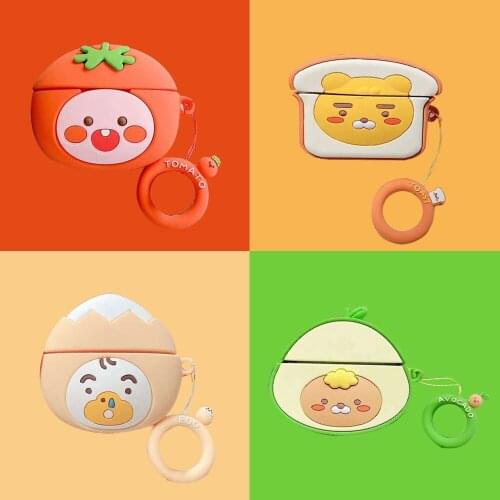For Airpods Pro 3D Cute Cartoon Lion Toast Egg Tomato Avocado Case for Airpods 1 2 3 Wireless Earphone Cover Charging Box