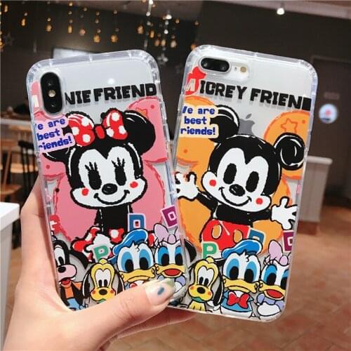 Disney Mickey Minnie Phone Case for IPhone 6 / 6S /6plus 7 / 8 / Plus X / XS / XR / XS Max Cute Cartoon Anti-fall Silicone Case