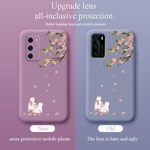 A Pair Of Rabbits Phone Case For Huawei P40 P40Lite P30 P20 Mate 40 40Pro 30 20 Pro Lite P Smart 2021 Y7a Liquid Silicone Cover