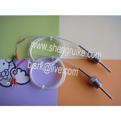 Pt100 temperature sensor with SS braid cable , fixed thread
