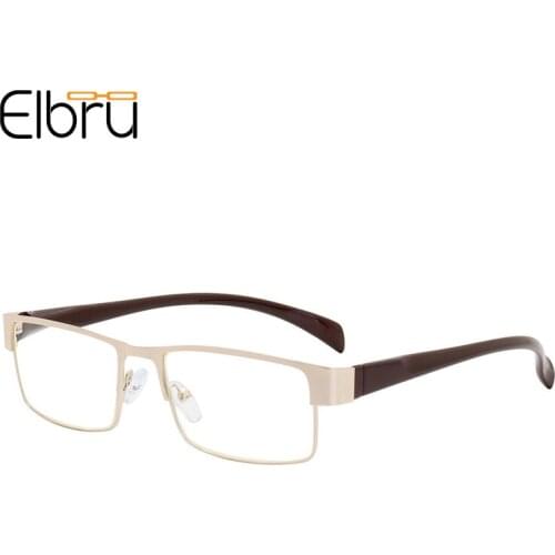 Elbru Men Women Retro Anti Blue Light Reading Glasses Ultralight Metal Frame Clear Lens Presbyopic Eyeglasses Diopters +1.0 +4.0
