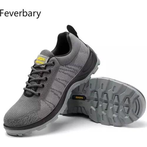 Feverbary Mens Safety Work Shoes Composite Steel Toe Anti-Smashing Anti-Piercing Breathable Hiking Trainer Boots