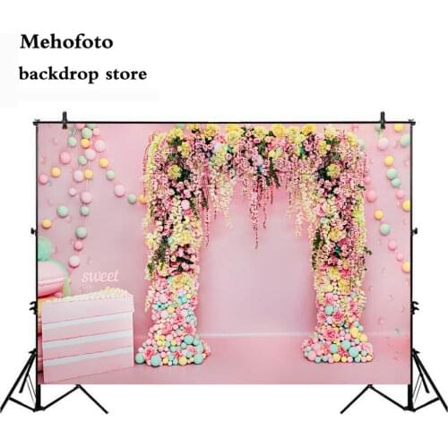 Mehofoto Wedding Ceremony Photography Backdrops Flower Pink Photo Booth Backgrounds Studio Computer Printed Vinyl Cloth 810