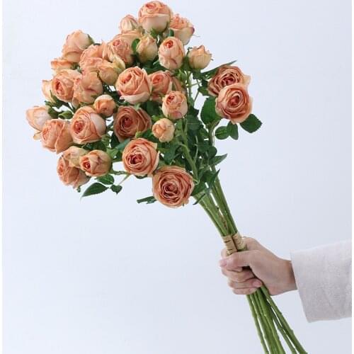 Artificial Rose Bouquet 12 Heads Retro Edge Roses Fake Flowers Decoration Home Wedding Bride Bouquet Photography Prop Wreath