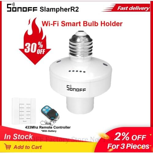 Itead SONOFF Slampher R2 WiFi Smart Light Bulb Holder 433MHz RF Remote Controller Wireless Lamp Holder E27 For Alexa Google Home