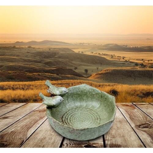 Ceramic Bird Bath Bird Feeder Statue Creative Flower Pot Handicraft Ornaments Gifts