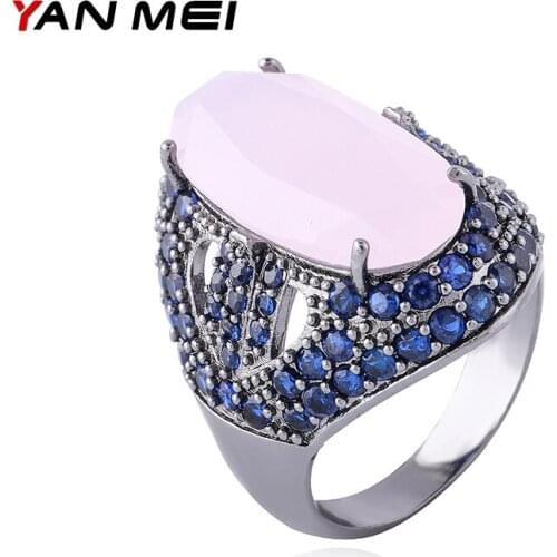 YANMEI Rings Retro Ring For Women Big Stone Cublic Zircon Ring Anillo Bohemian Boho Jewelry Accessories YMJ1817L