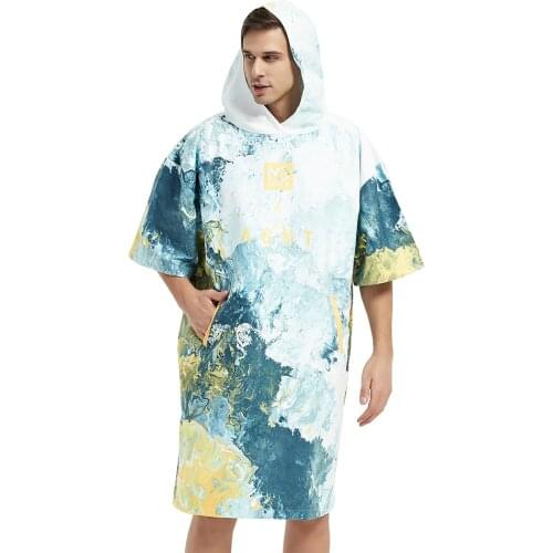 Nu-June Large Pocket Microfiber Wetsuit Changing Robe Poncho Beach Towel Adult Quick Drying Sport Hooded Cloak For Surf Poncho