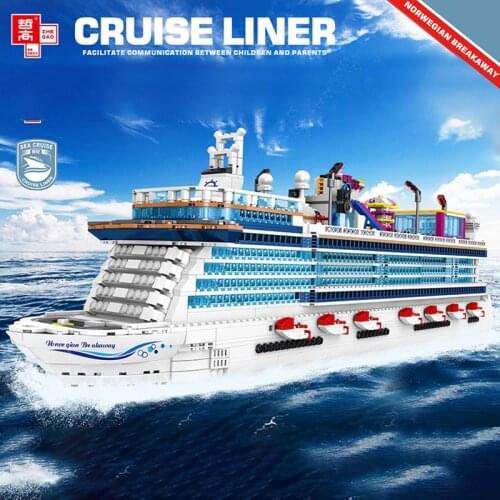 ZHEGAO MOC QL1807 Creator Navigation Series Luxury Cruise Liner Large Ship Model 2446pcs Building Blocks Bricks Toys Gift Sets