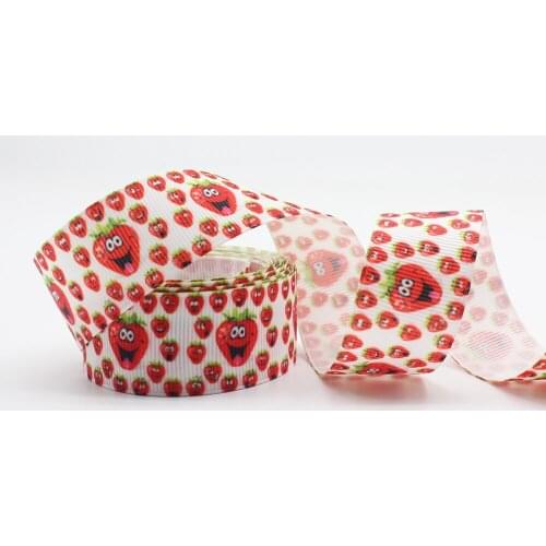 Strawberry Pattern Printed Grosgrain Ribbon 1-1/2'' Design Custom ​Cartoon Logo for Hair Bows Sewing DIY Handmade Materials