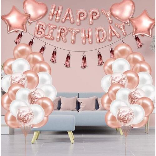 Cross-Border Creative Style Birthday Party Sequin Tassel Background Decorative Balloon Set Pull Flag Rain Decoration