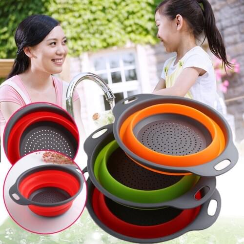 Kitchen Collapsible Foldable Silicone Colander Fruit Vegetable Strainer Baskets