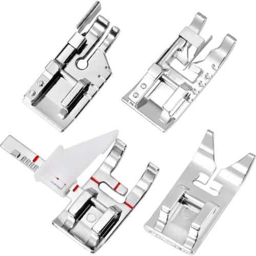 LMDZ 4 Pcs Sewing Feet Kit - 3 Pcs Sewing Machine Foot with 1 Pcs Adjustable Guide Sewing Machine Presser Foot, Hemming Foot Kit