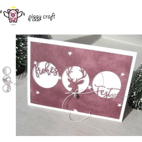 Piggy Craft metal cutting dies cut die mold Deer frohes fest letter circle Scrapbook paper craft knife mould blade punch stencil