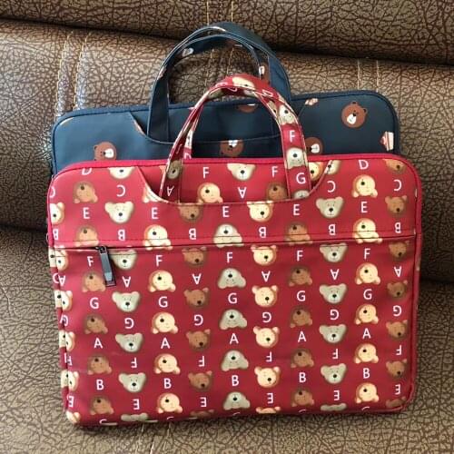 Cute Brown Bear Cartoon Laptop Bag 13 14 15.4 Inch Case For Macbook Air Pro 13.3 15 Notebook Sleeve Pouch Computer Sleeve Pocket