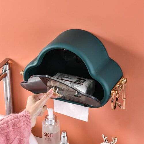 Multifunctional No-Drill Wall-Mounted Toilet Waterproof Paper Towel Rack Punch Free Tissue Storage Holder Organizer for Bathroom