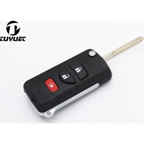 Modified Car Key Case Blanks 3 Buttons For Nissan Sylphy Tiida Flip Folding Remote Key Shell